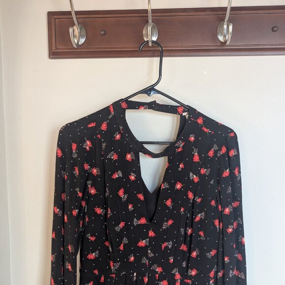 Free People Tegan Floral Mini Dress Size 6  Black & Red Floral Print - Picture 4 of 13
